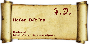 Hofer Dóra névjegykártya